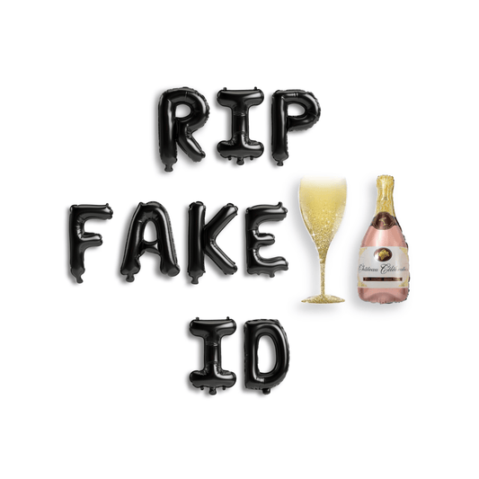 RIP Fake ID Funny Birthday Banner Bach and Boujee Balloons