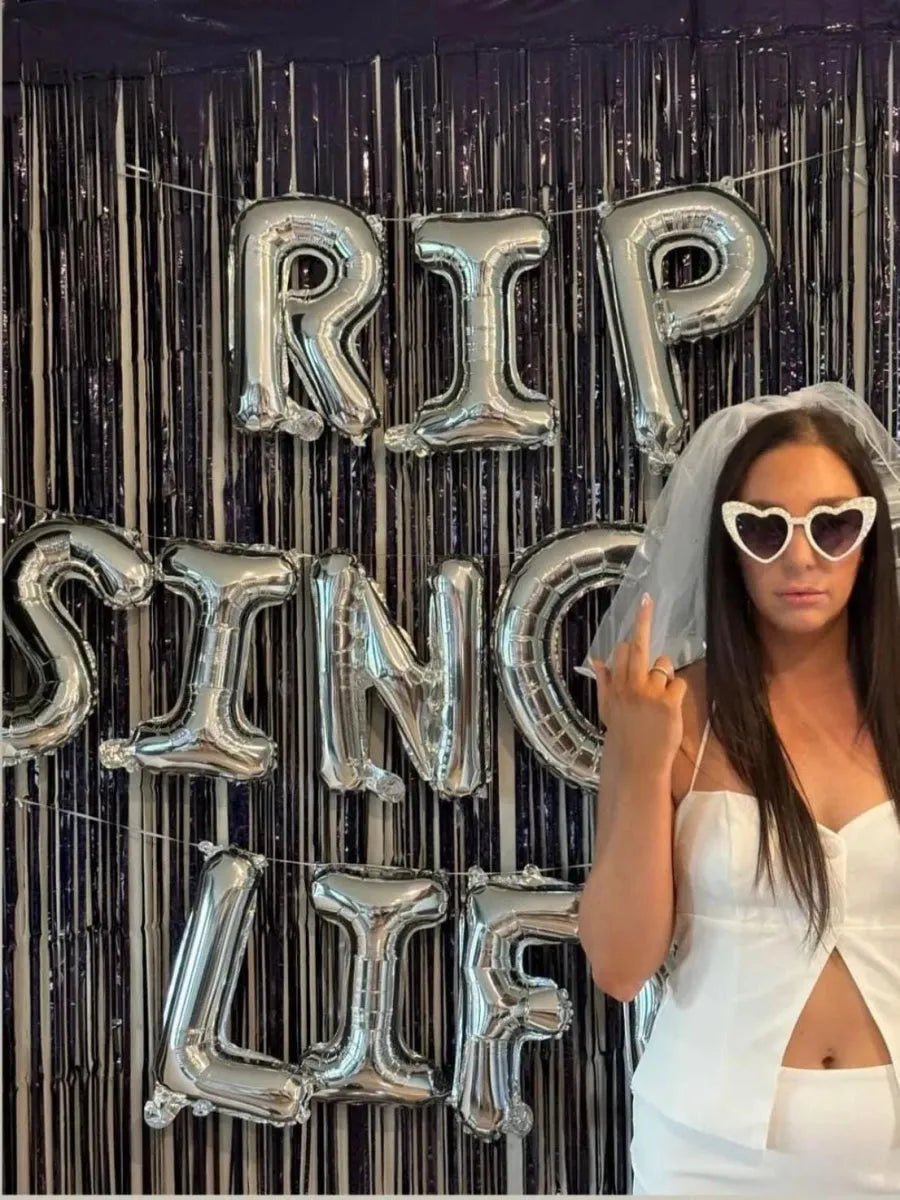 RIP Single Life Balloon Banner - Halloween Bachelorette Party Decorations Bach and Boujee Balloons