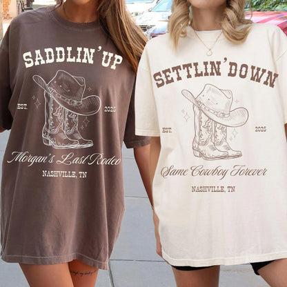 Saddlin Up Cowgirl Nashville Bachelorette Shirt Bach and Boujee T-Shirt