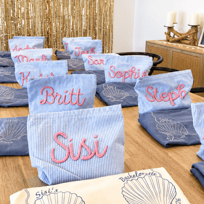 Striped Pouch Bag - Custom Name Gift Bag Bach and Boujee