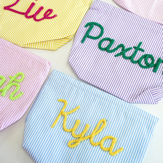 Striped Pouch Bag - Custom Name Gift Bag Bach and Boujee