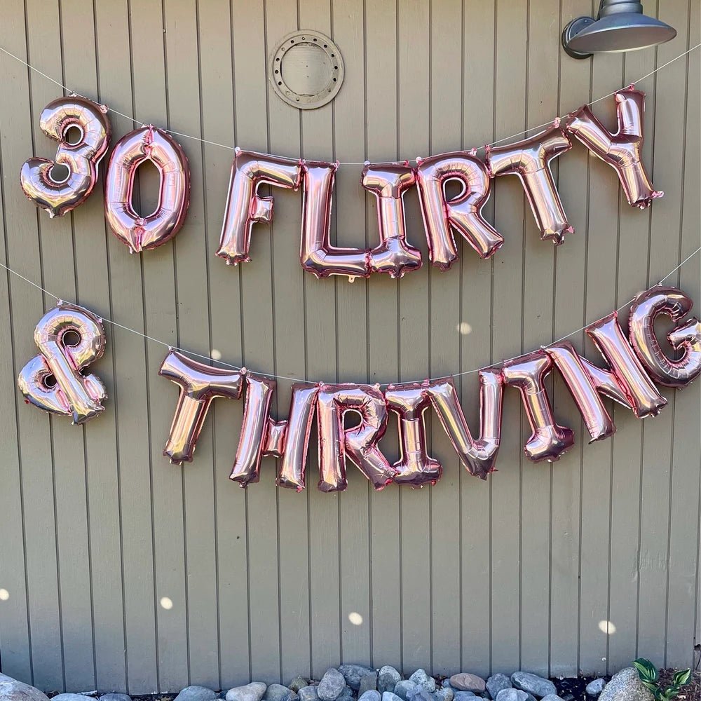 Thrity, Flirty & Thriving Balloon Banner Bach and Boujee