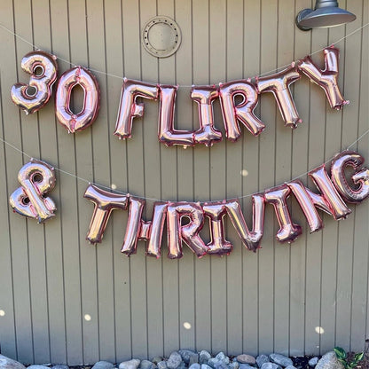 Thrity, Flirty & Thriving Balloon Banner Bach and Boujee