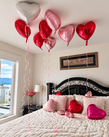 Valentines Hot Stuff Heart Balloon Bouquet Bach and Boujee