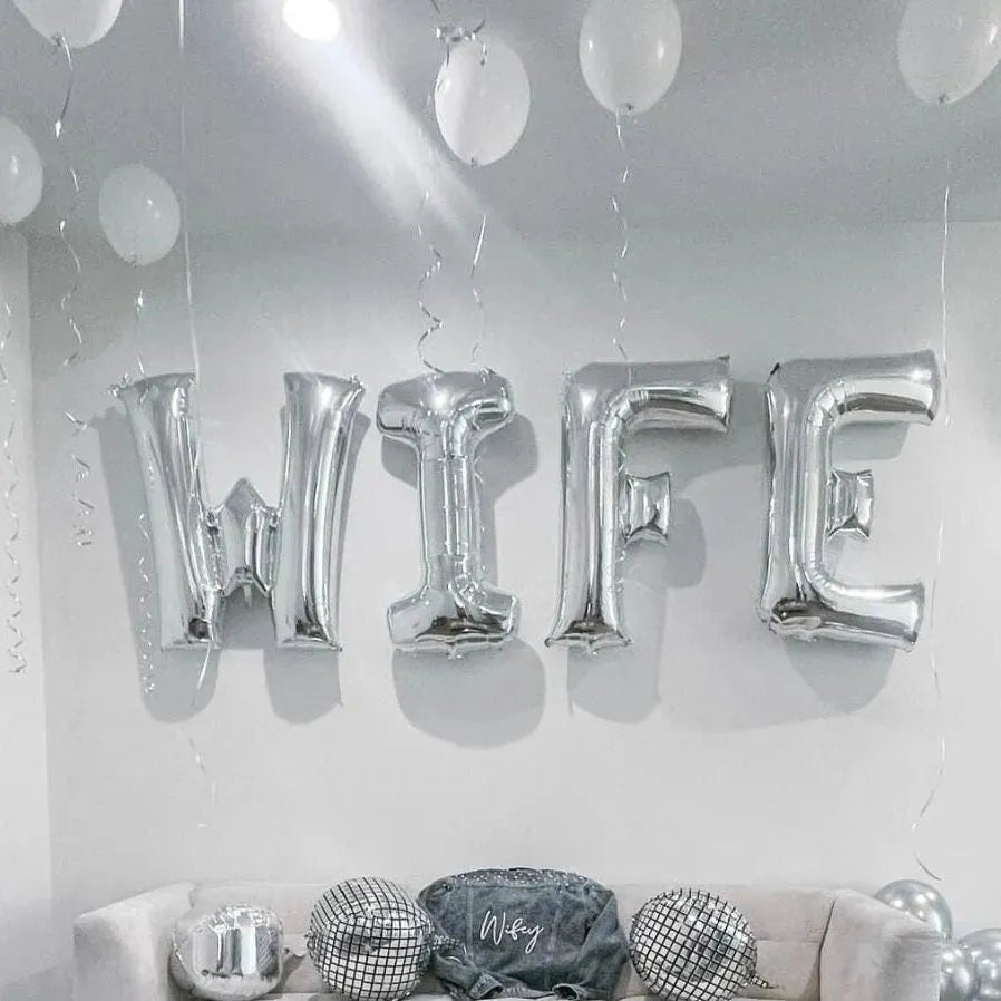 Wifey Balloon Banner - Foil Balloon Letter Banner for Bachelorette Parties Bridal Showers and Hen Parties Bach and Boujee Balloons