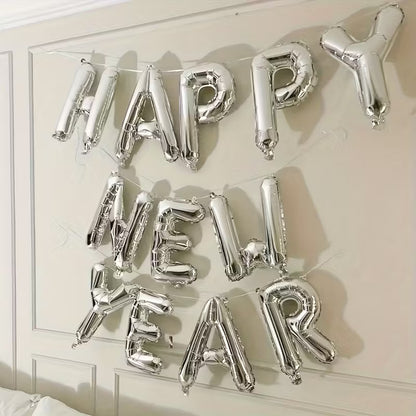 Happy New Year 2026 Balloon Banner
